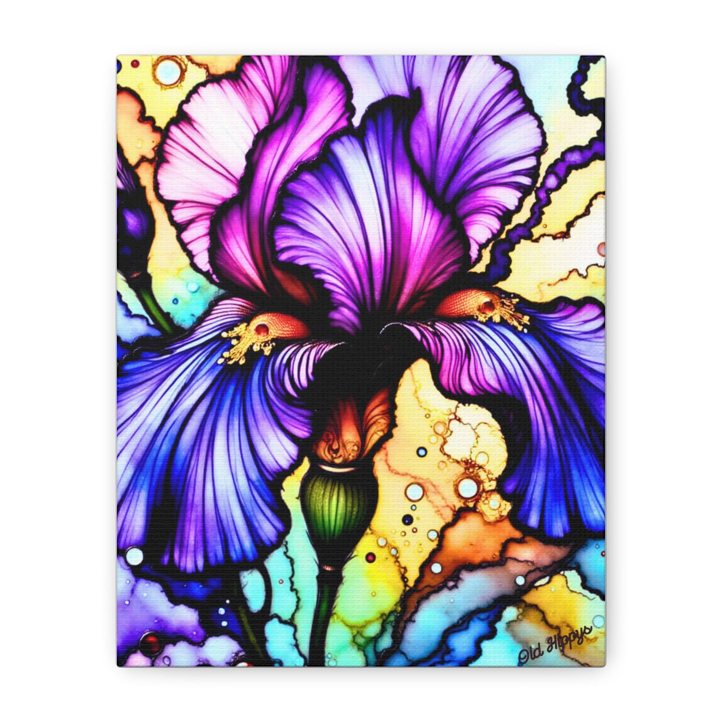 Stained Glass Iris Canvas