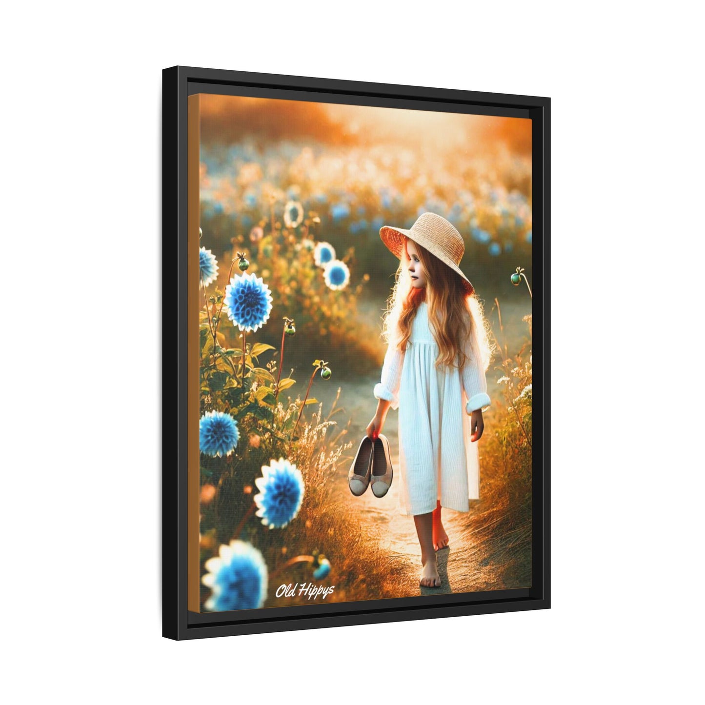 A Girl and Her Thoughts Wood Framed Canvas