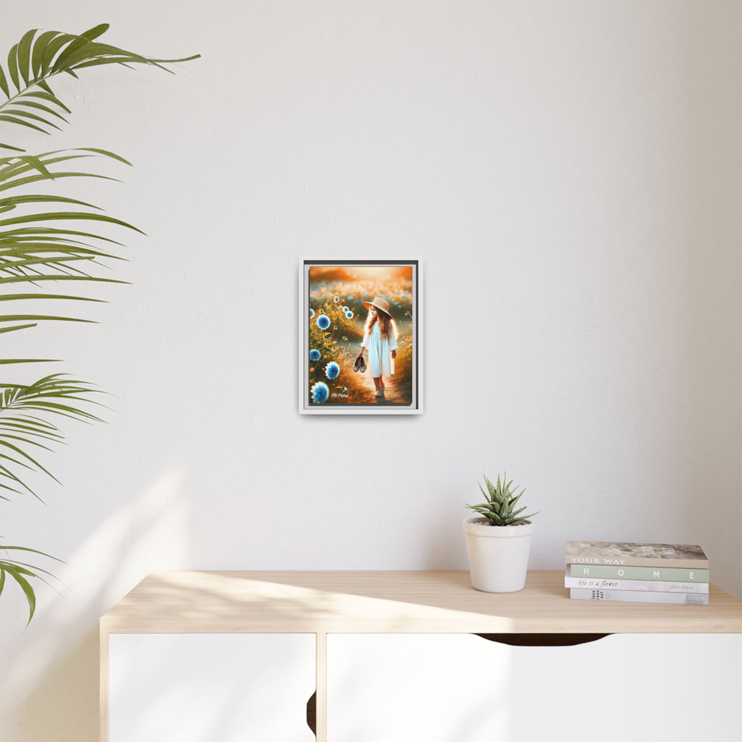 A Girl and Her Thoughts Wood Framed Canvas