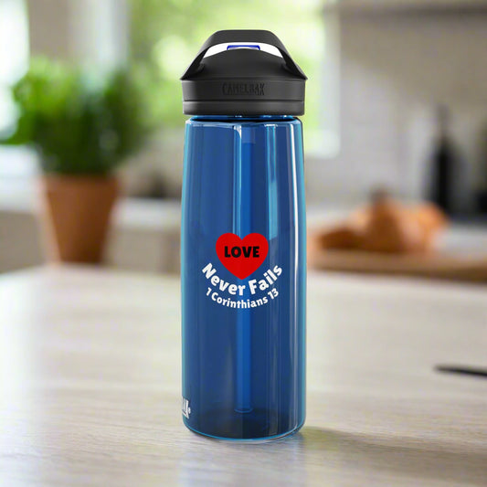 Love Never Fails 1 Corinthians 13 Personalized Water Bottle