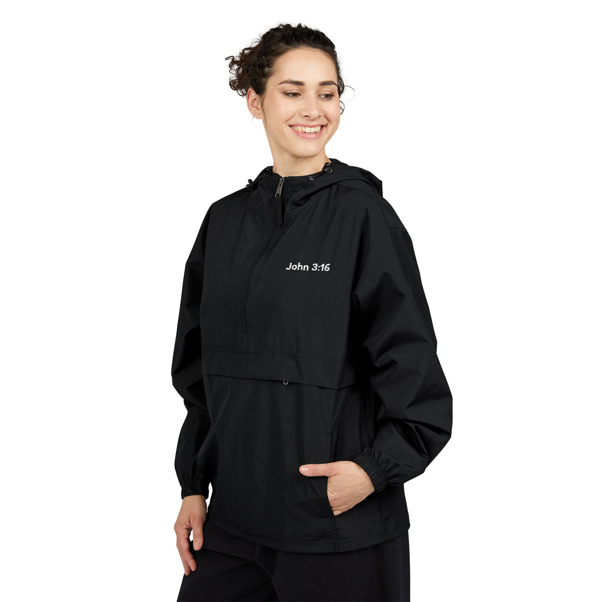 Packable Anorak Jacket — Minimal Reflective "John 3:16" Logo Windbreaker