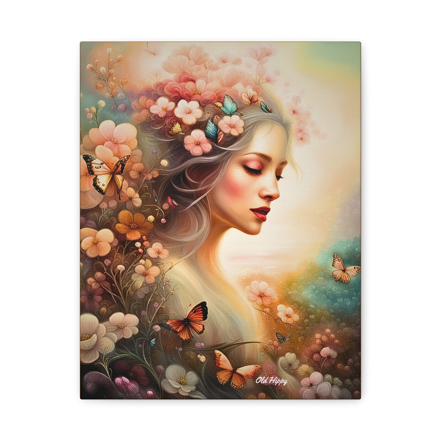 "Whispers of Spring" – Ethereal Floral Portrait Canvas