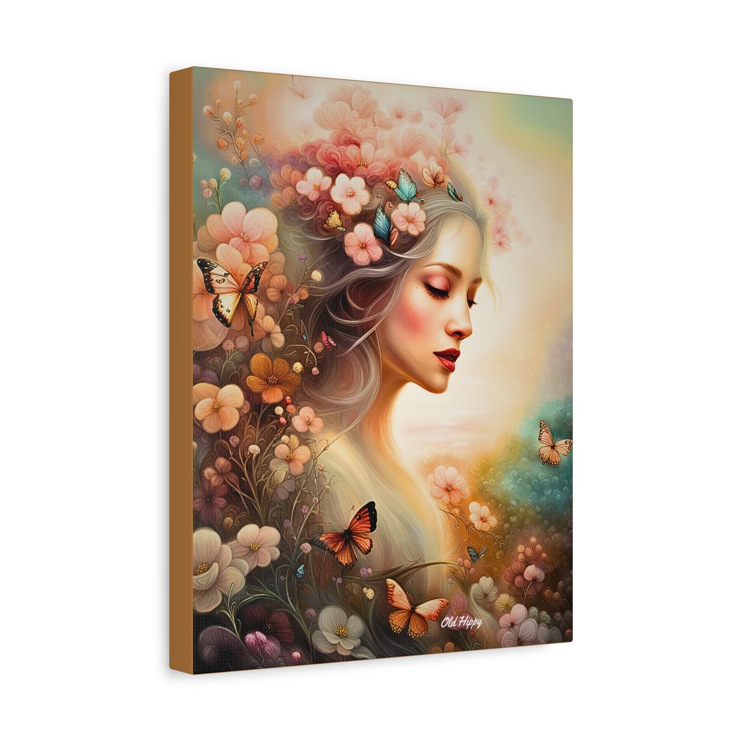 "Whispers of Spring" – Ethereal Floral Portrait Canvas