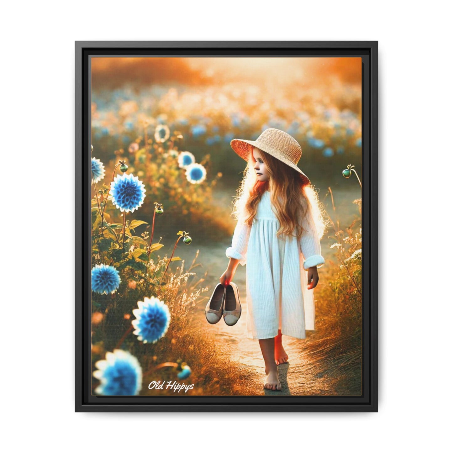A Girl and Her Thoughts Wood Framed Canvas