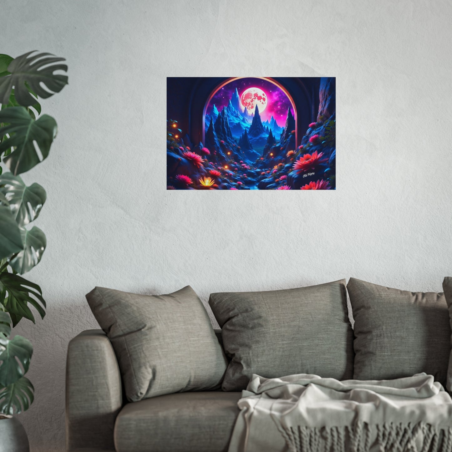 Moonlit Lotus Valley – Giclée Fine Art Print by Old Hippy