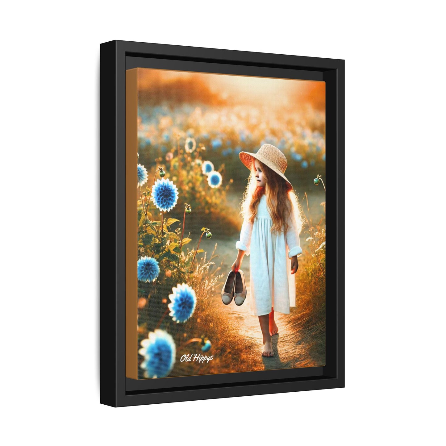 A Girl and Her Thoughts Wood Framed Canvas