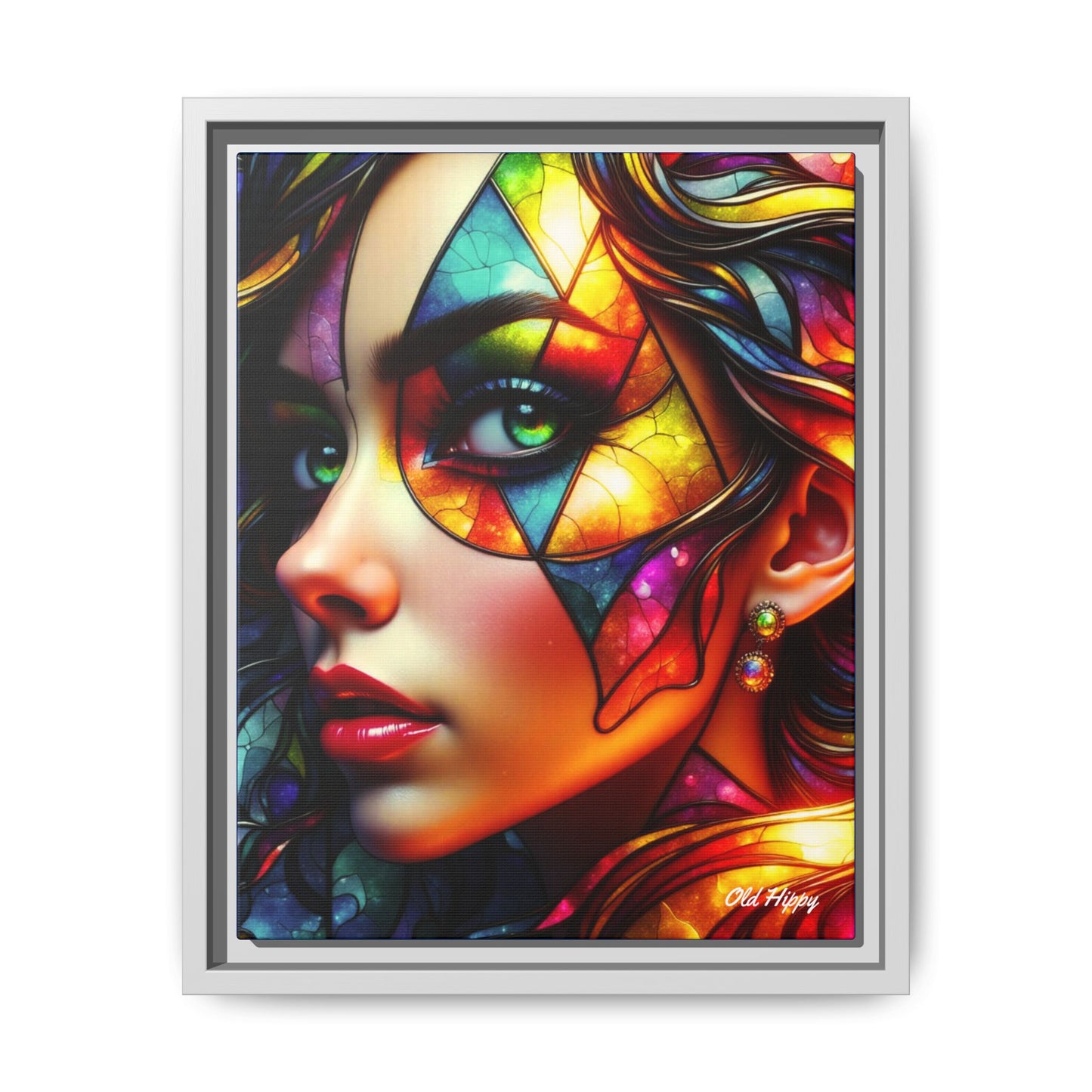 Through the Prism of Her Eyes- Wood Framed Canvas AI Art by Old Hippy