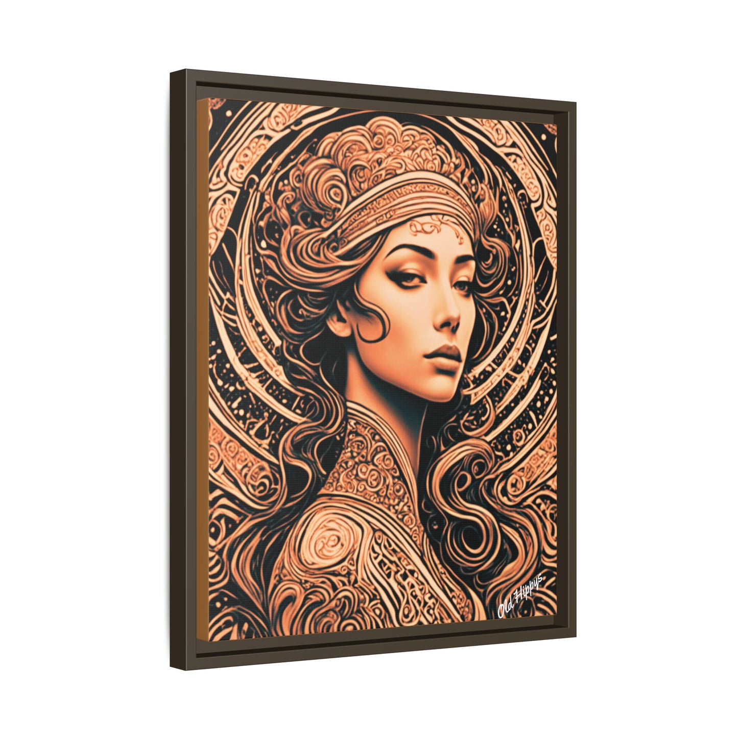 Woman in Bronze Wood Framed Canvas