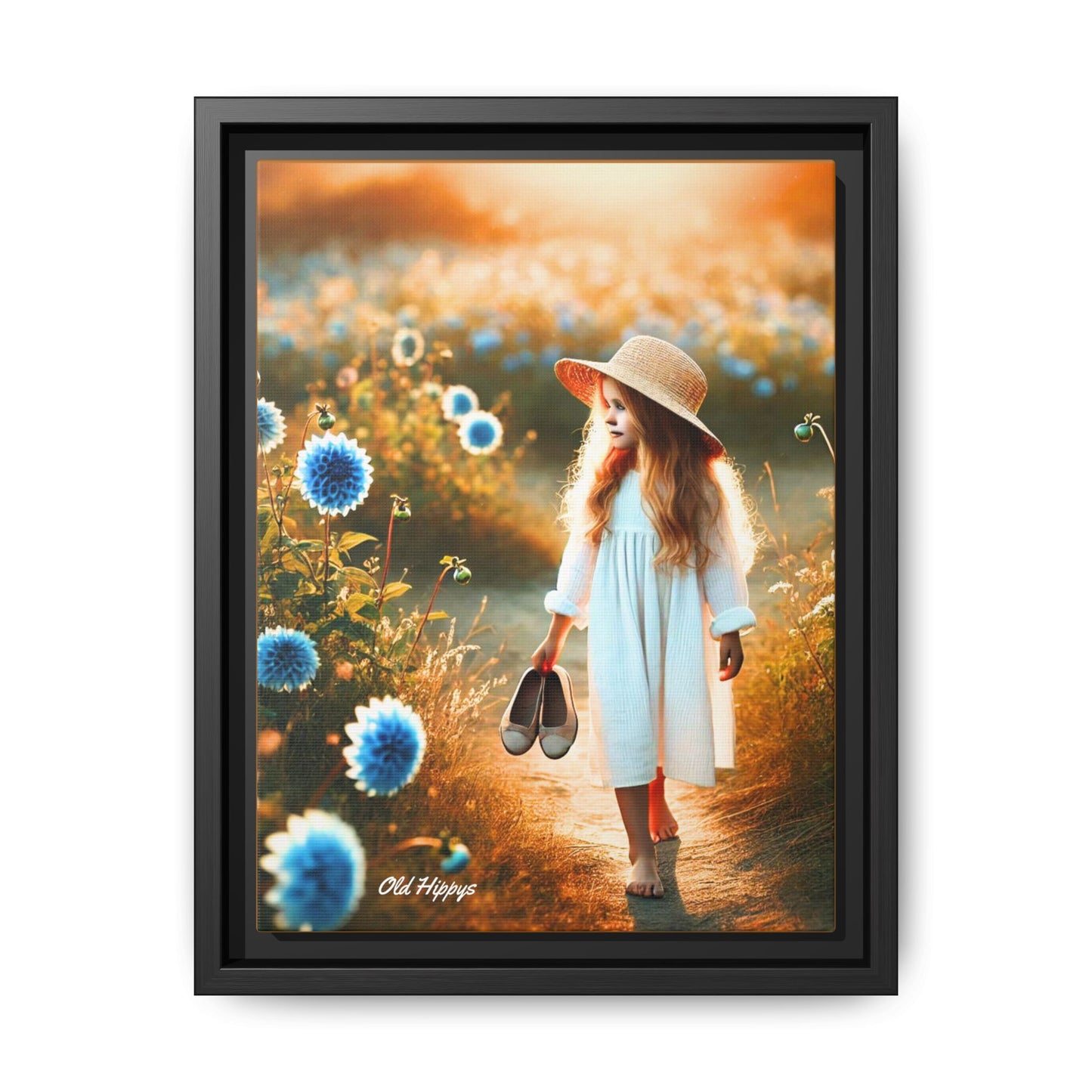 A Girl and Her Thoughts Wood Framed Canvas