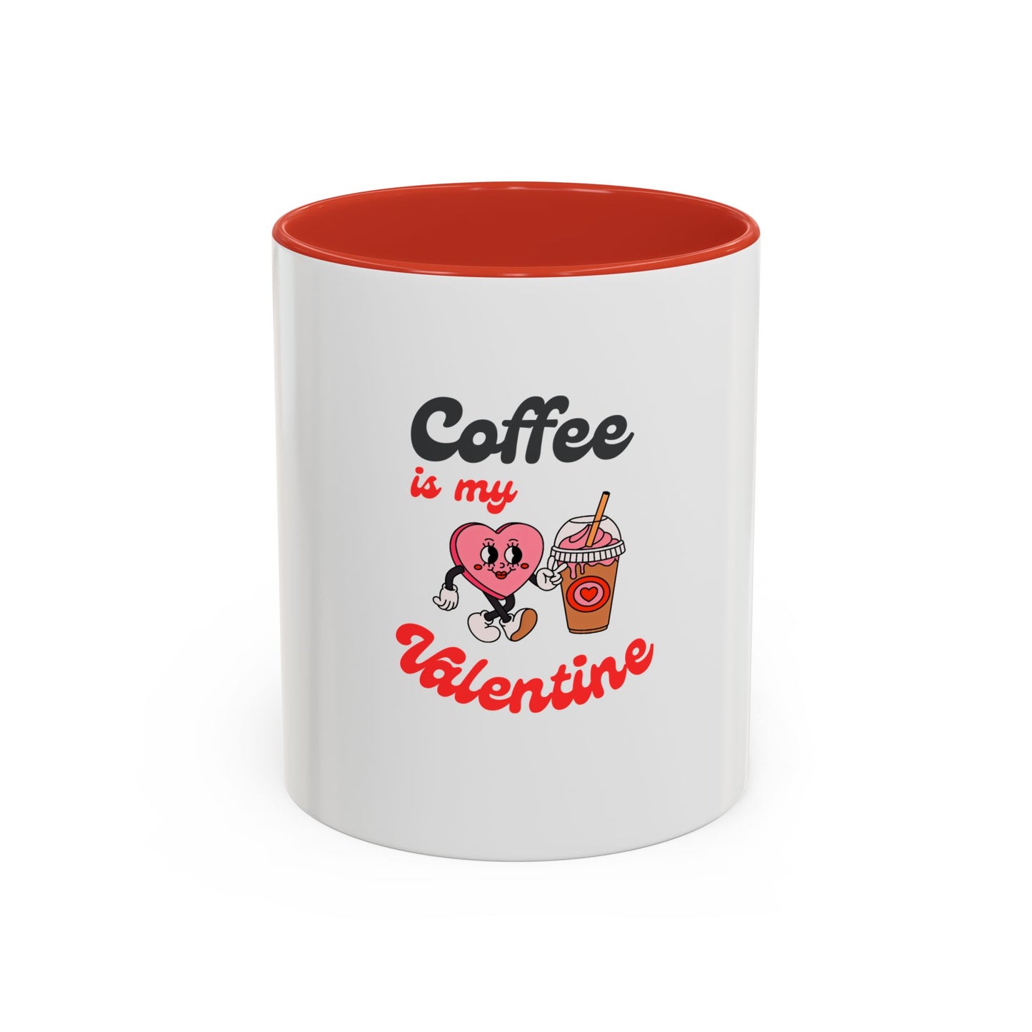Coffee Is My Valentine Accent Mug — Cute Heart & Iced Coffee Gift (11/15oz)