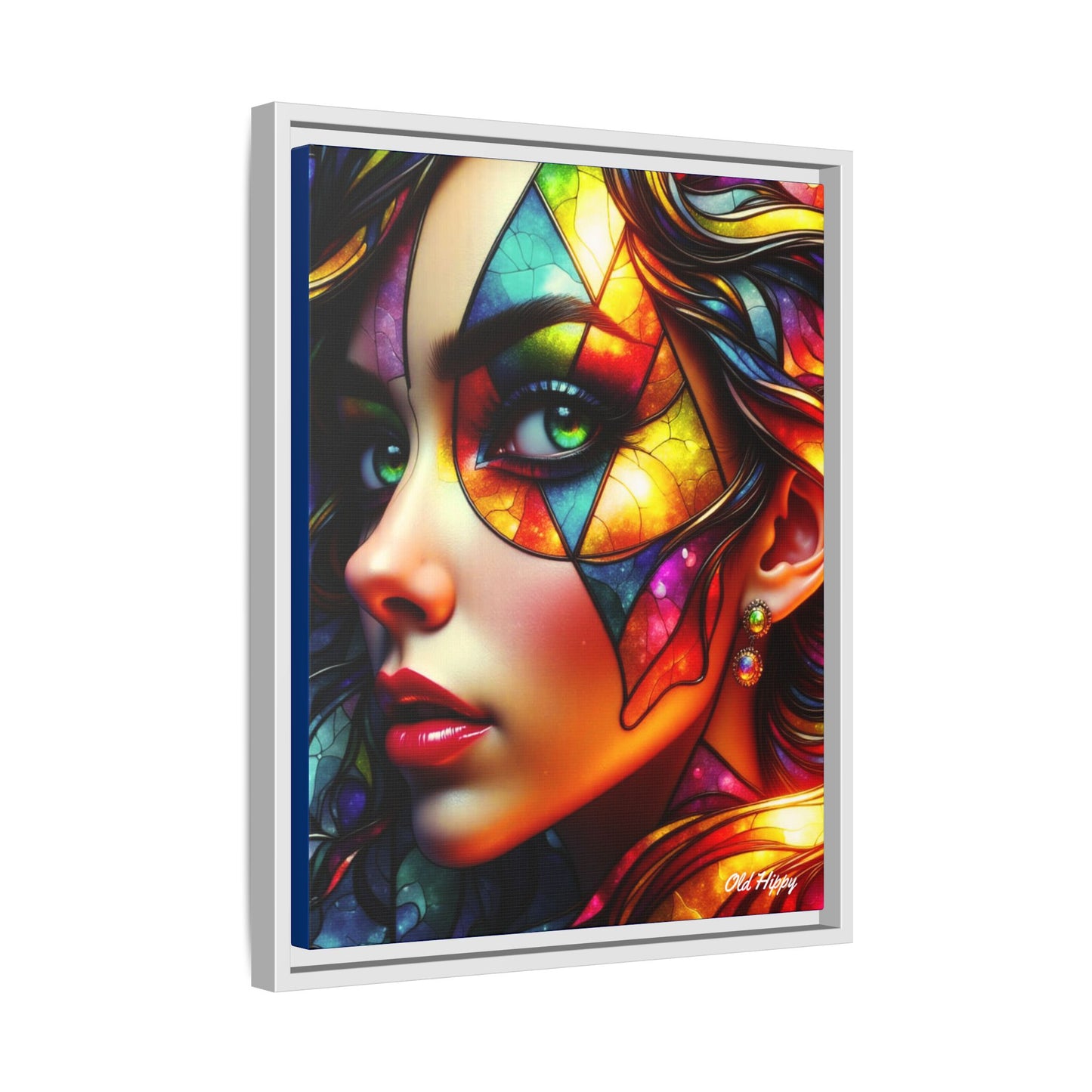 Through the Prism of Her Eyes- Wood Framed Canvas AI Art by Old Hippy