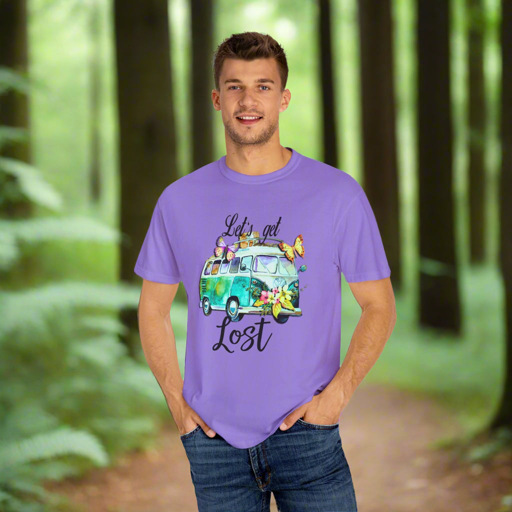 Let's Get Lost Unisex Garment-Dyed T-Shirt - Travel Vibes & Adventure Spirit