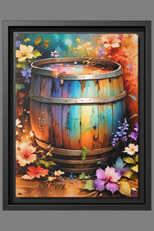 "The Barrel of Forgotten Wishes" Wood Framed Canvas Wall Art