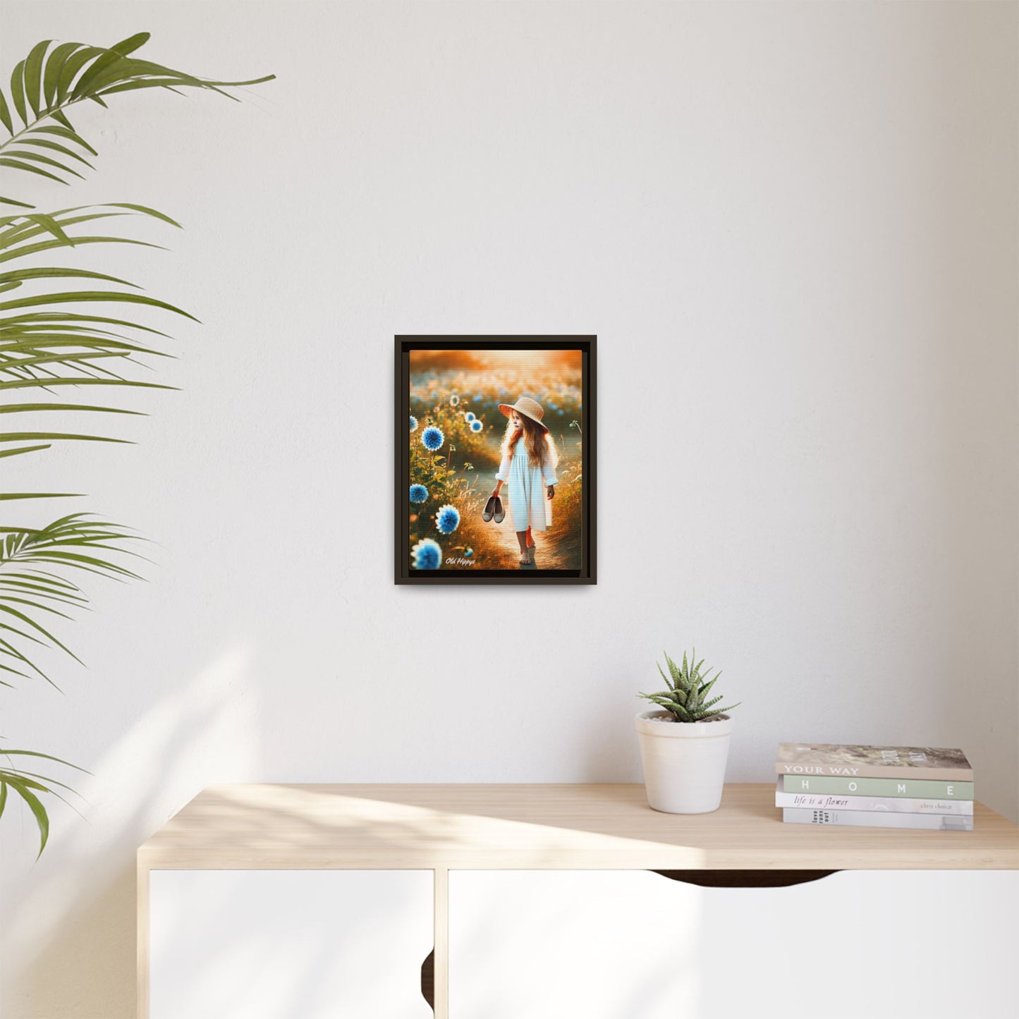 A Girl and Her Thoughts Wood Framed Canvas