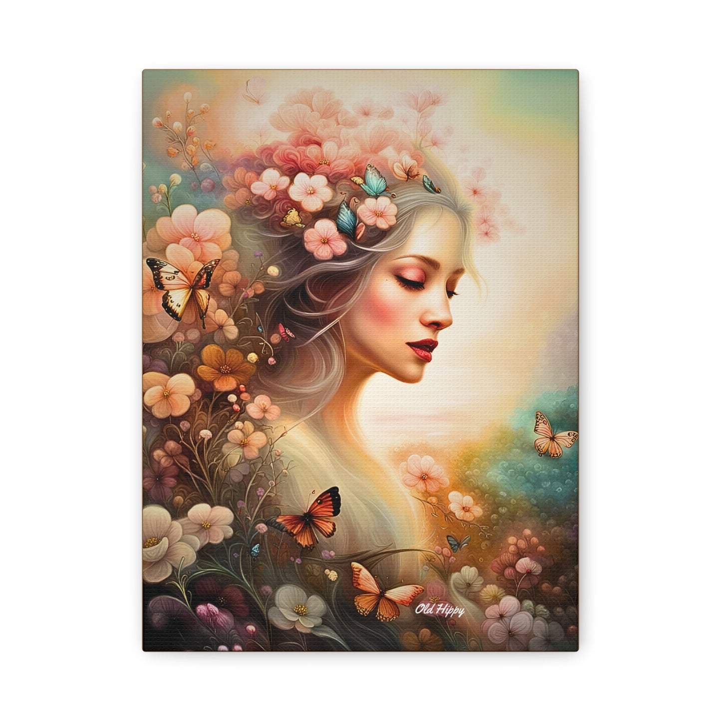 "Whispers of Spring" – Ethereal Floral Portrait Canvas