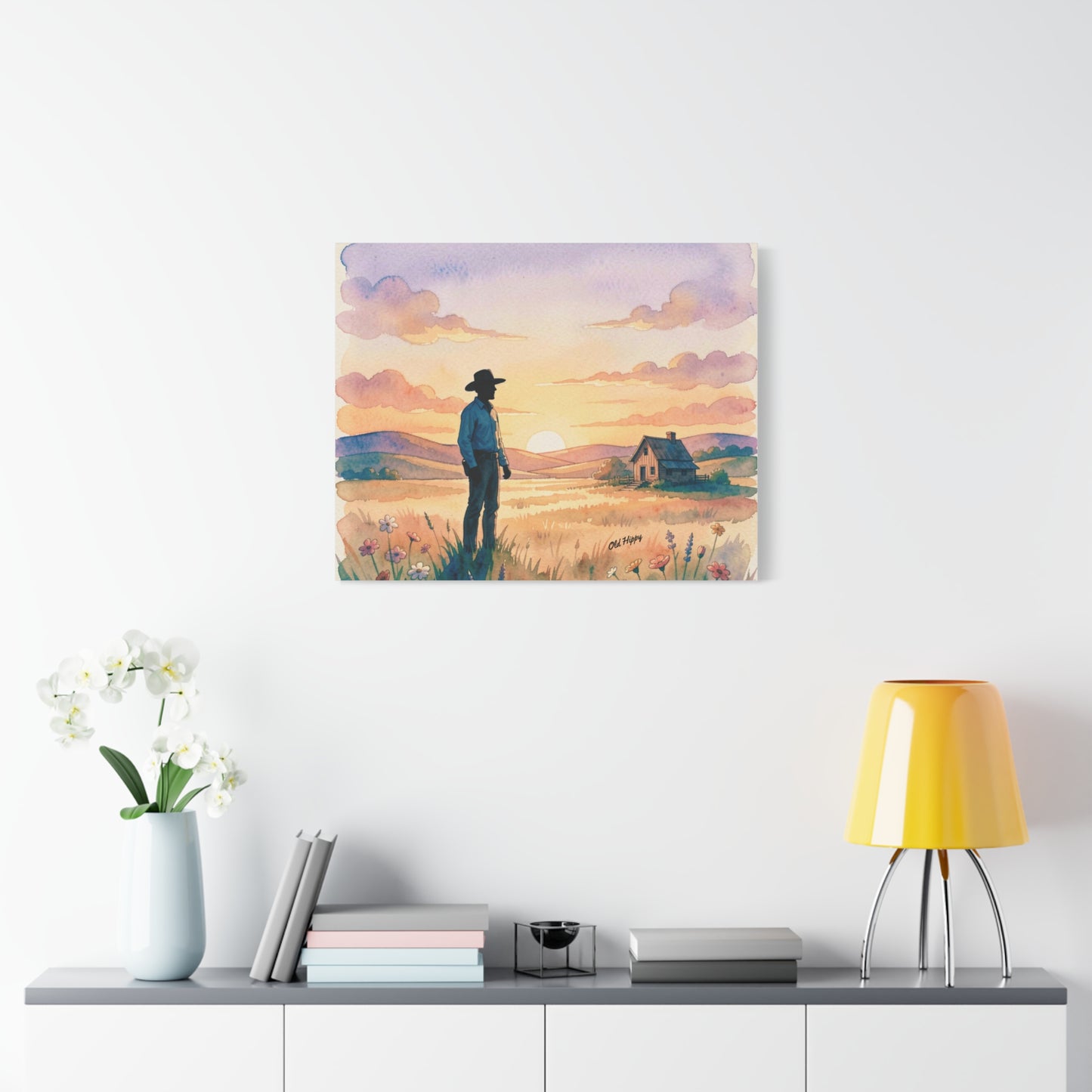 The Last Light Over the Homestead AI Canvas by Old Hippy