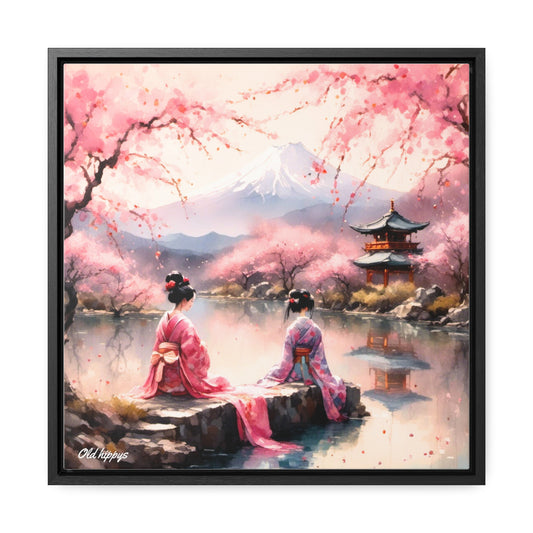 Geisha Tea Ceremony Wood Framed Canvas Wrap