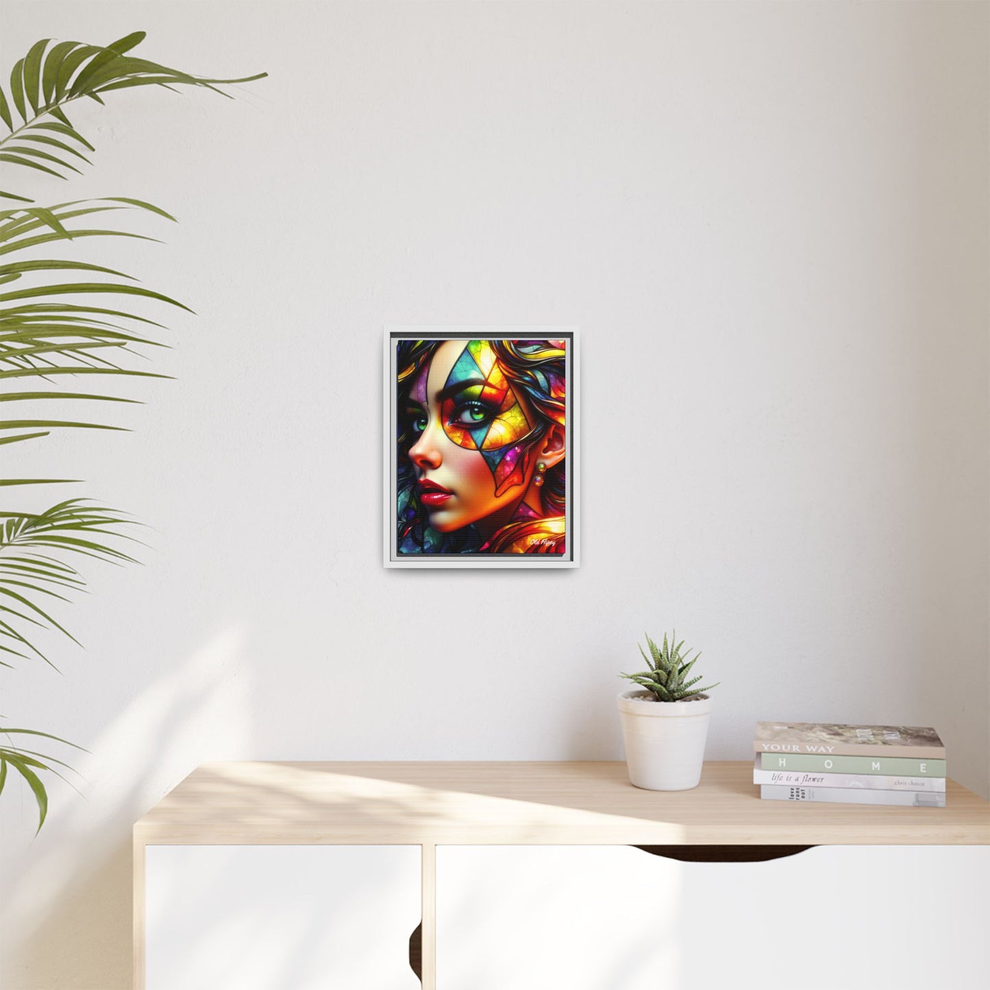 Through the Prism of Her Eyes- Wood Framed Canvas AI Art by Old Hippy