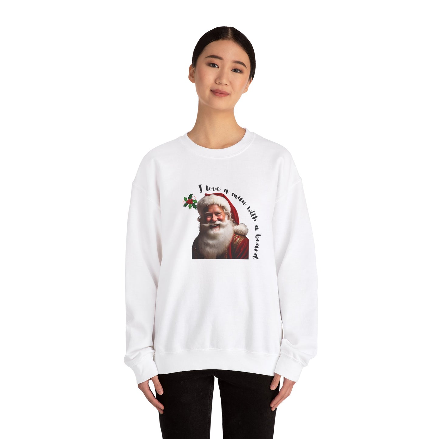 I love a Man with a Beard Christmas Unisex Heavy Blend™ Crewneck Sweatshirt