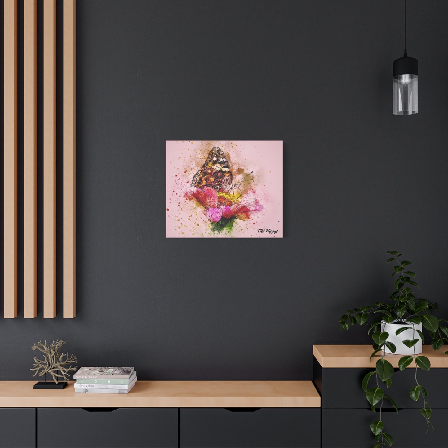 “Whispers on Wings” – Butterfly & Flower Watercolor Canvas Print