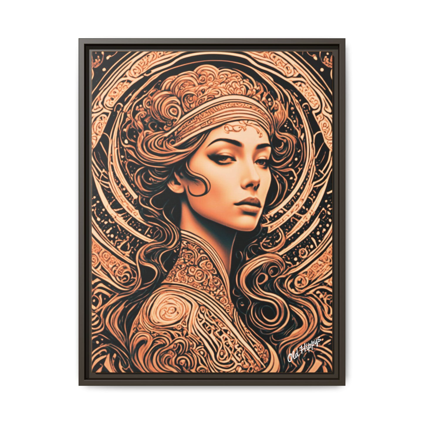 Woman in Bronze Wood Framed Canvas
