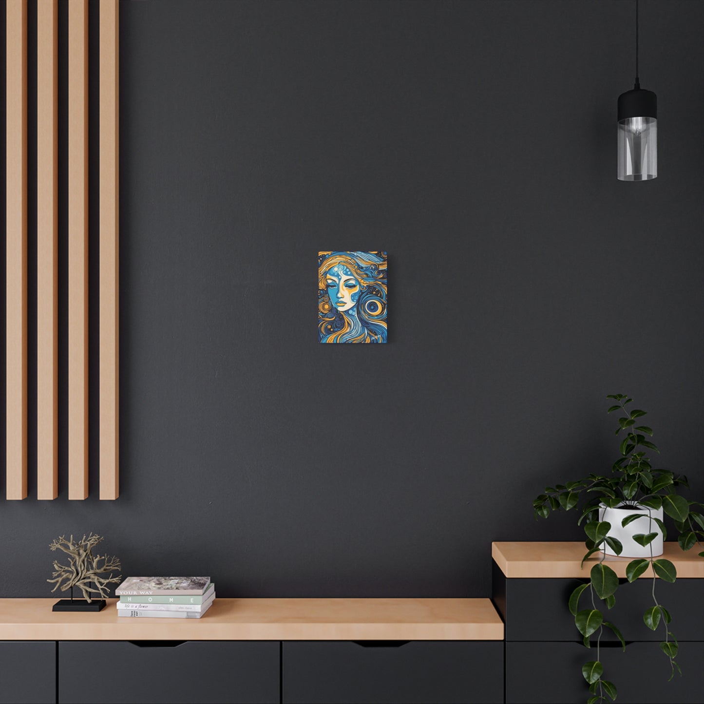 “Blue Orbit Goddess” – Psychedelic Abstract Portrait Canvas