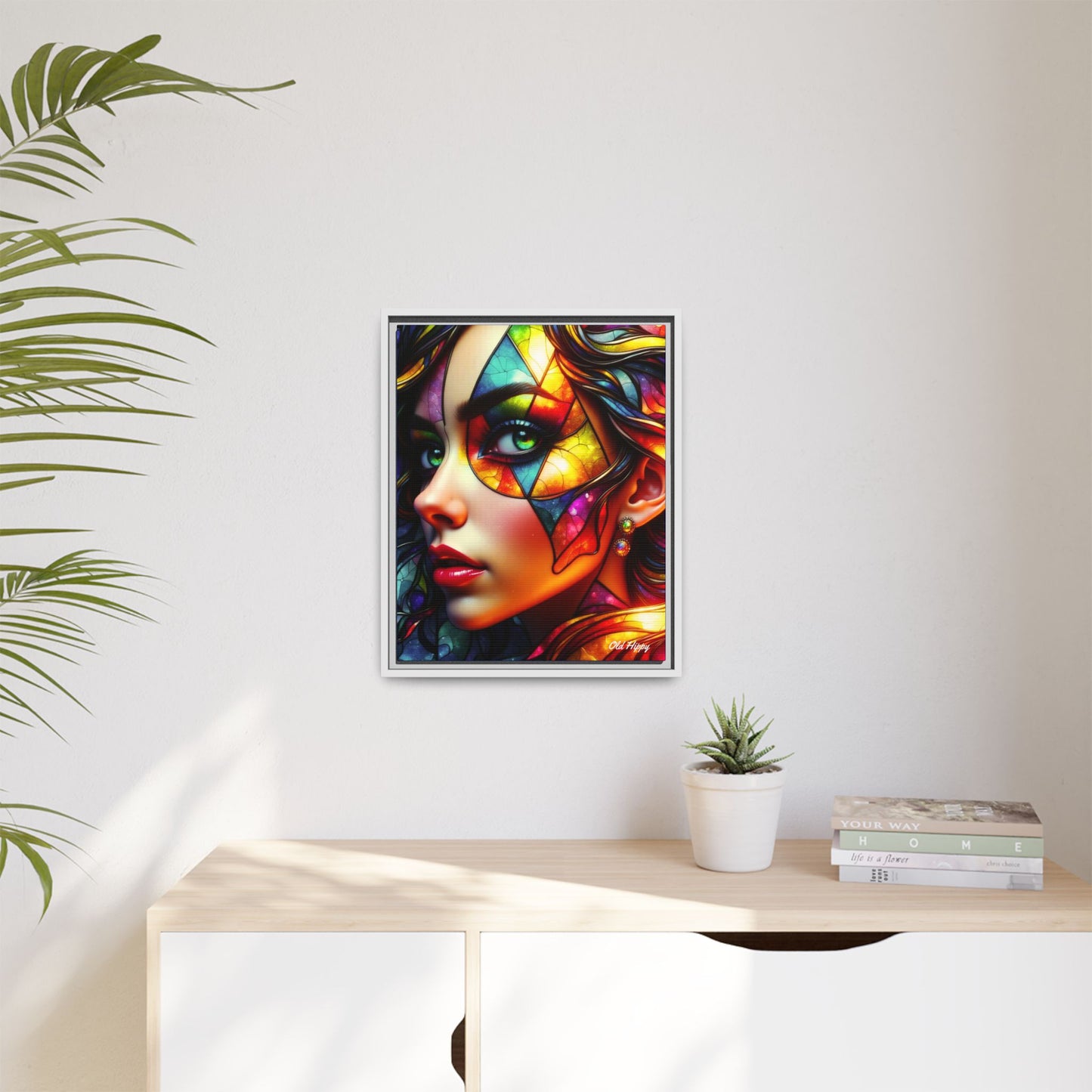 Through the Prism of Her Eyes- Wood Framed Canvas AI Art by Old Hippy