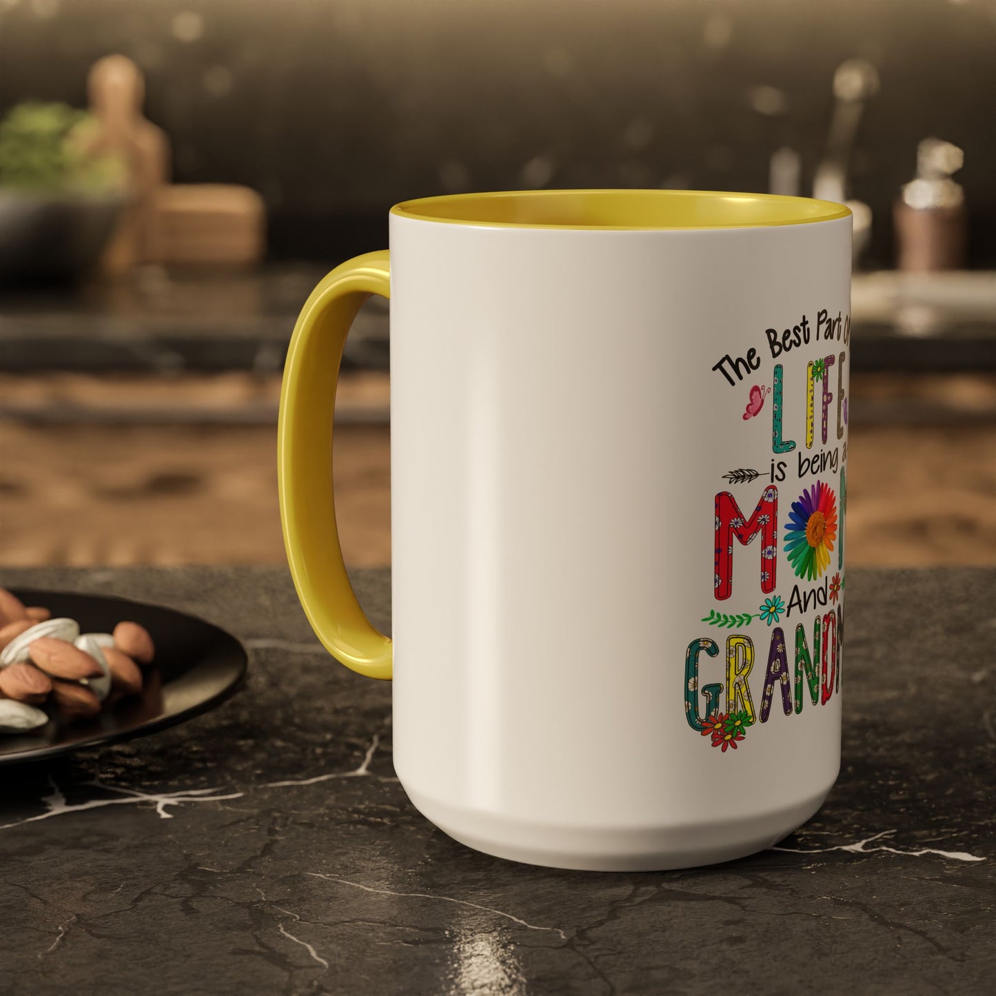 Mom and Grandma Colorful Ceramic Mug — "The Best Part of My Life is Being a Mom and Grandma" (11oz/15oz)