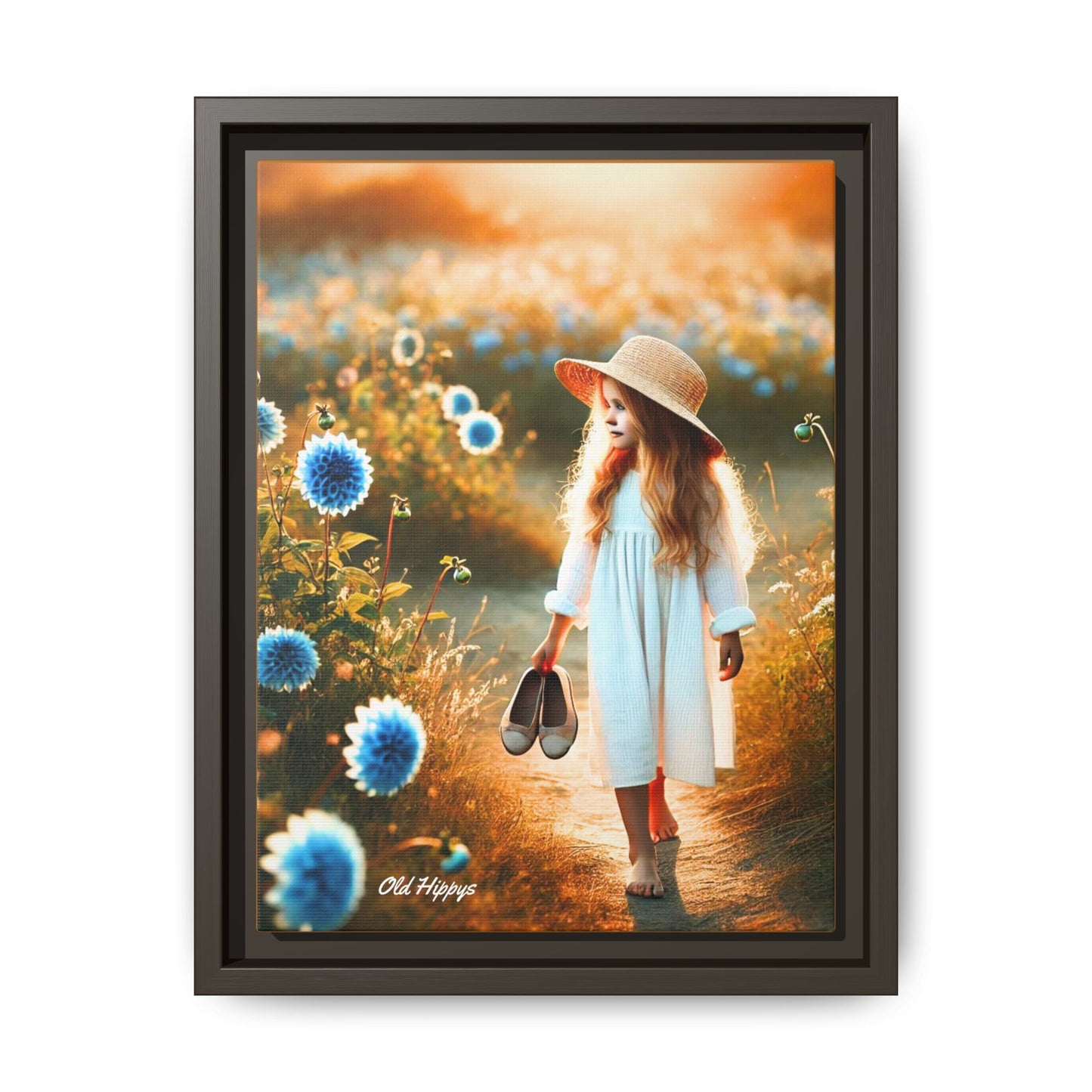 A Girl and Her Thoughts Wood Framed Canvas