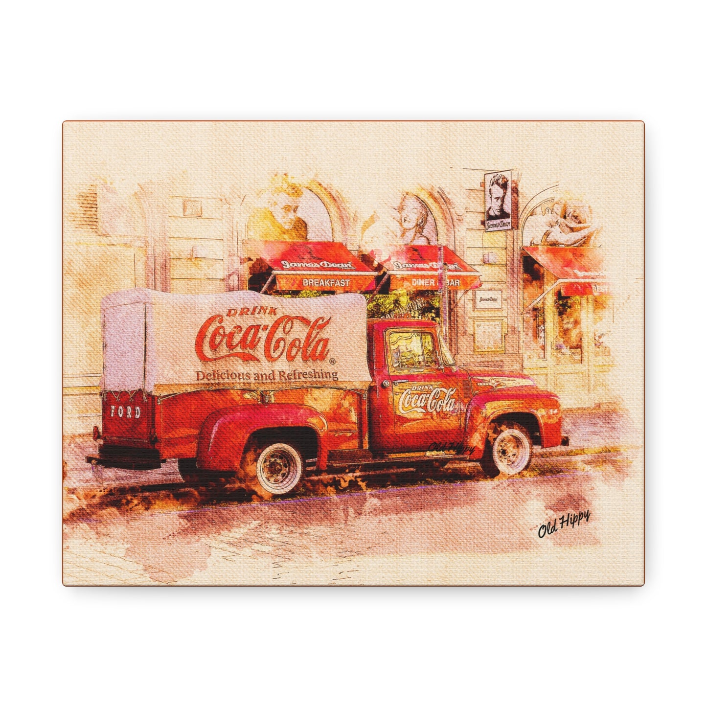 Retro Coca Cola Truck Canvas Wrap