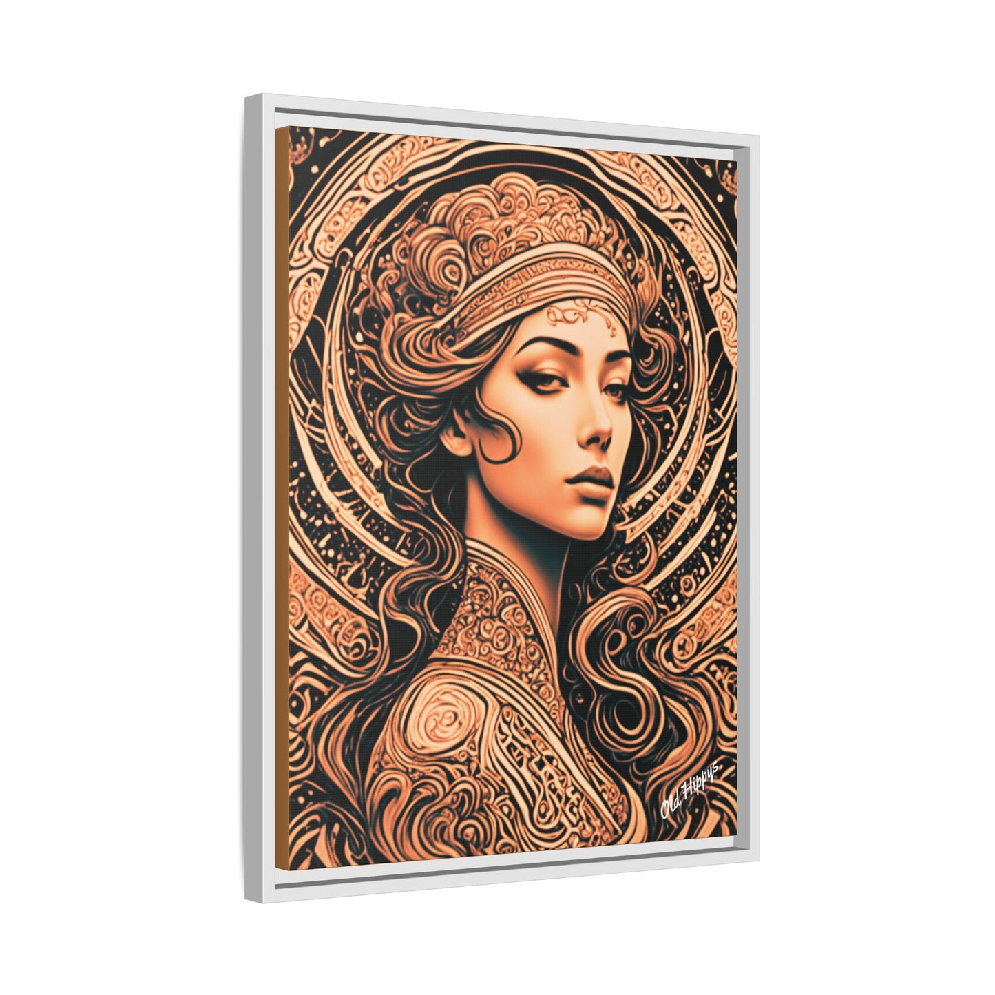 Woman in Bronze Wood Framed Canvas