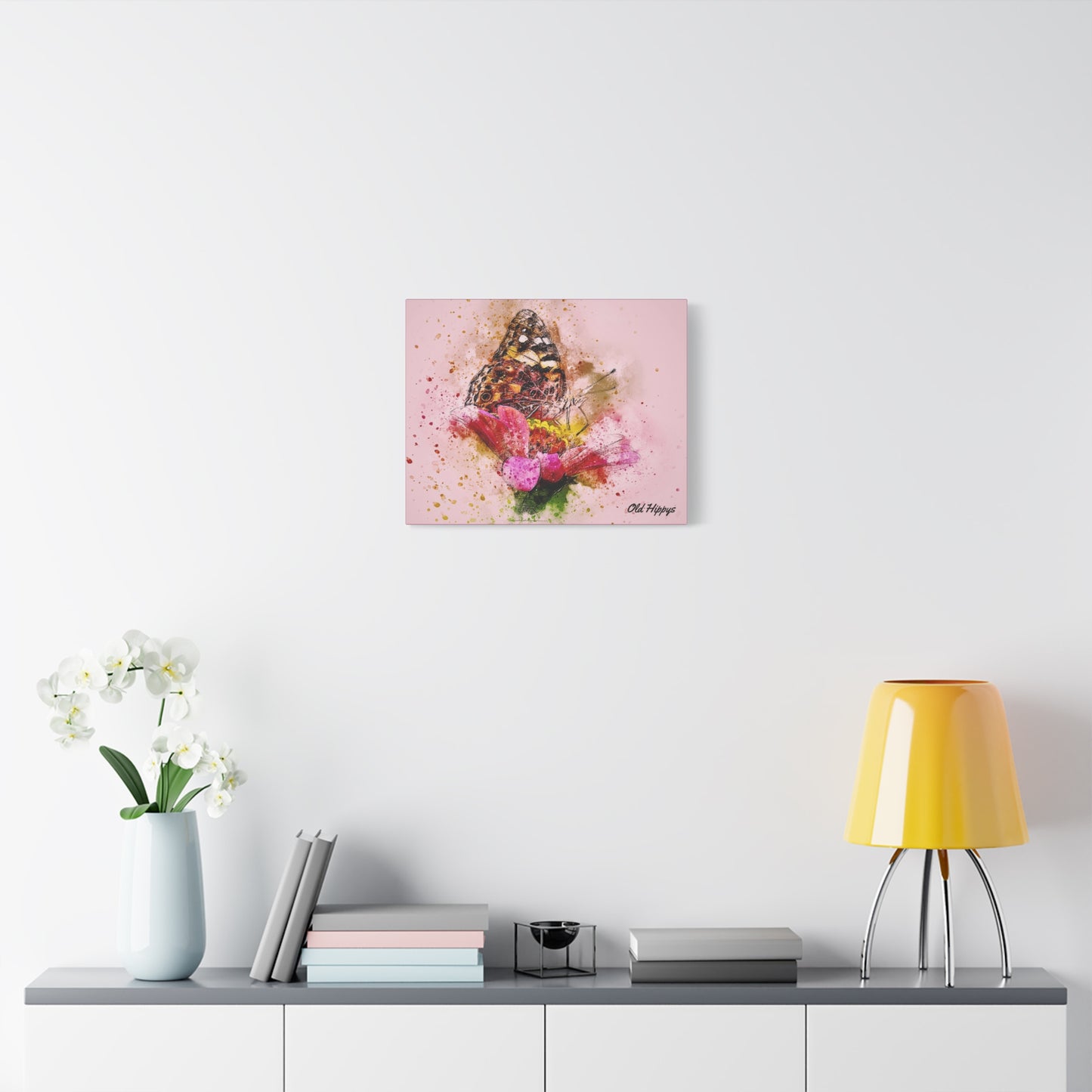 “Whispers on Wings” – Butterfly & Flower Watercolor Canvas Print