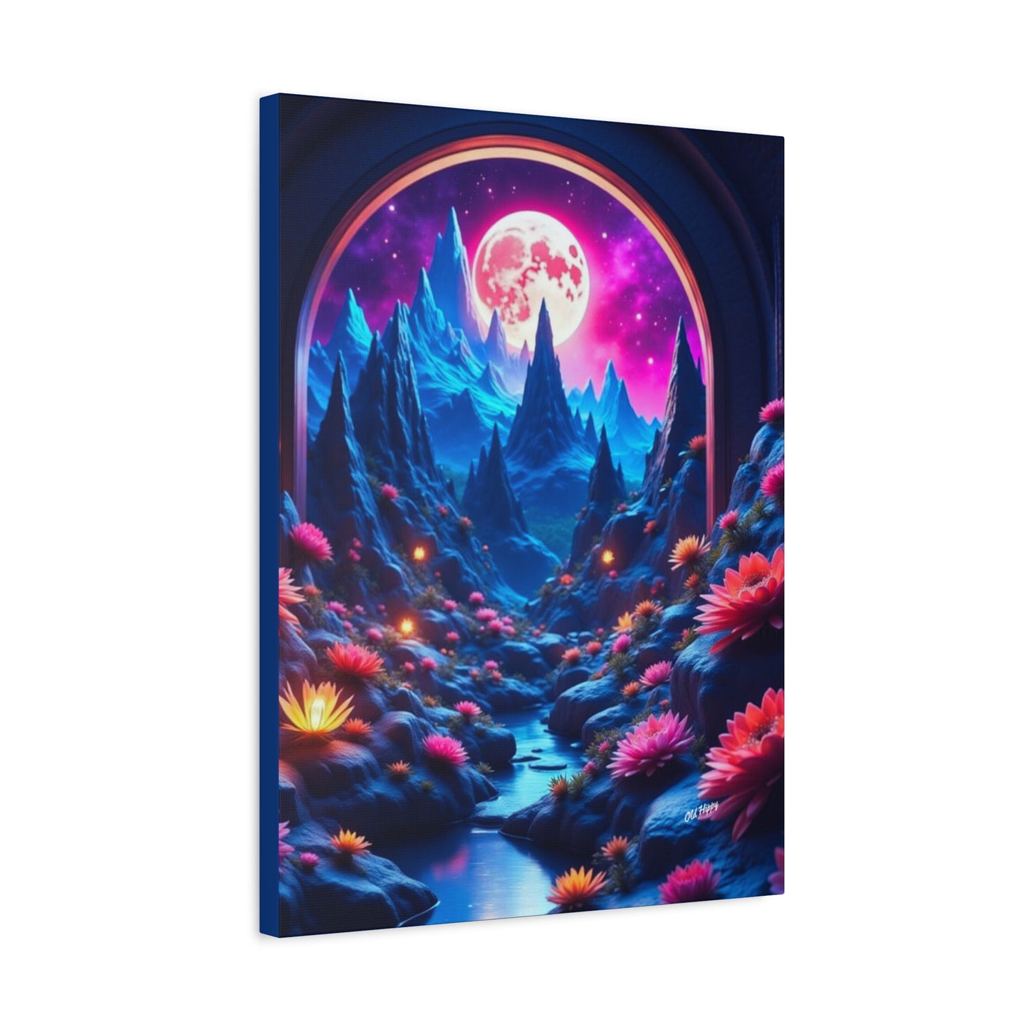 Moonlit Lotus Valley Canvas by Old Hippy