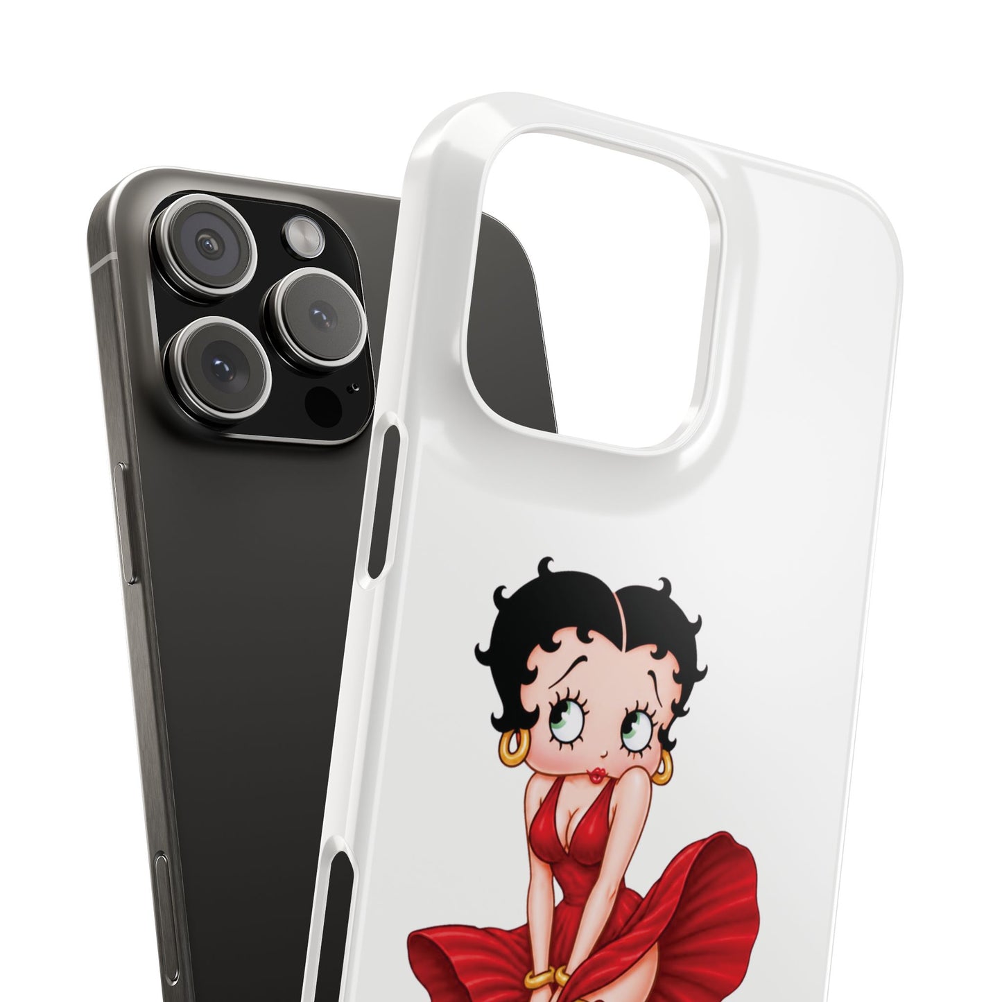 Betty Boop Red Dress Slim iPhone Case — Retro Pin-Up Cartoon Phone Cover