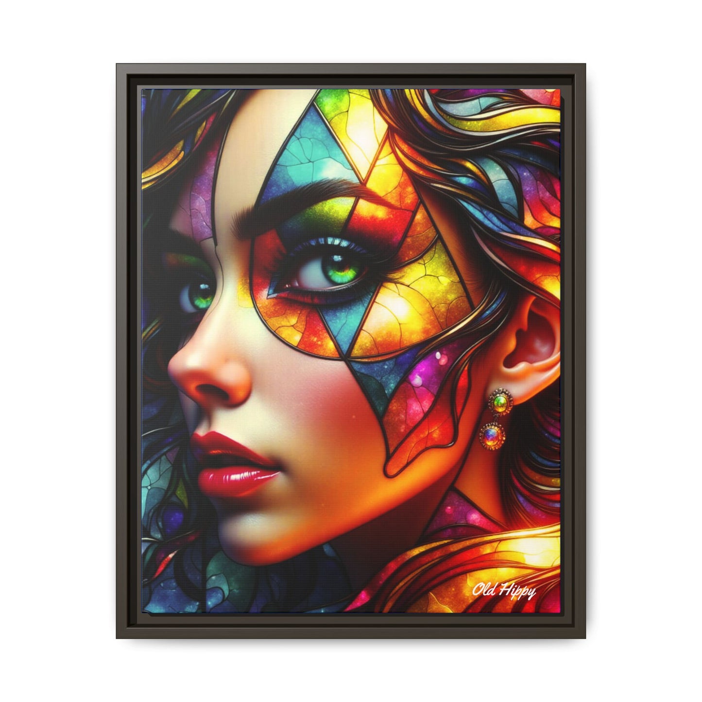 Through the Prism of Her Eyes- Wood Framed Canvas AI Art by Old Hippy