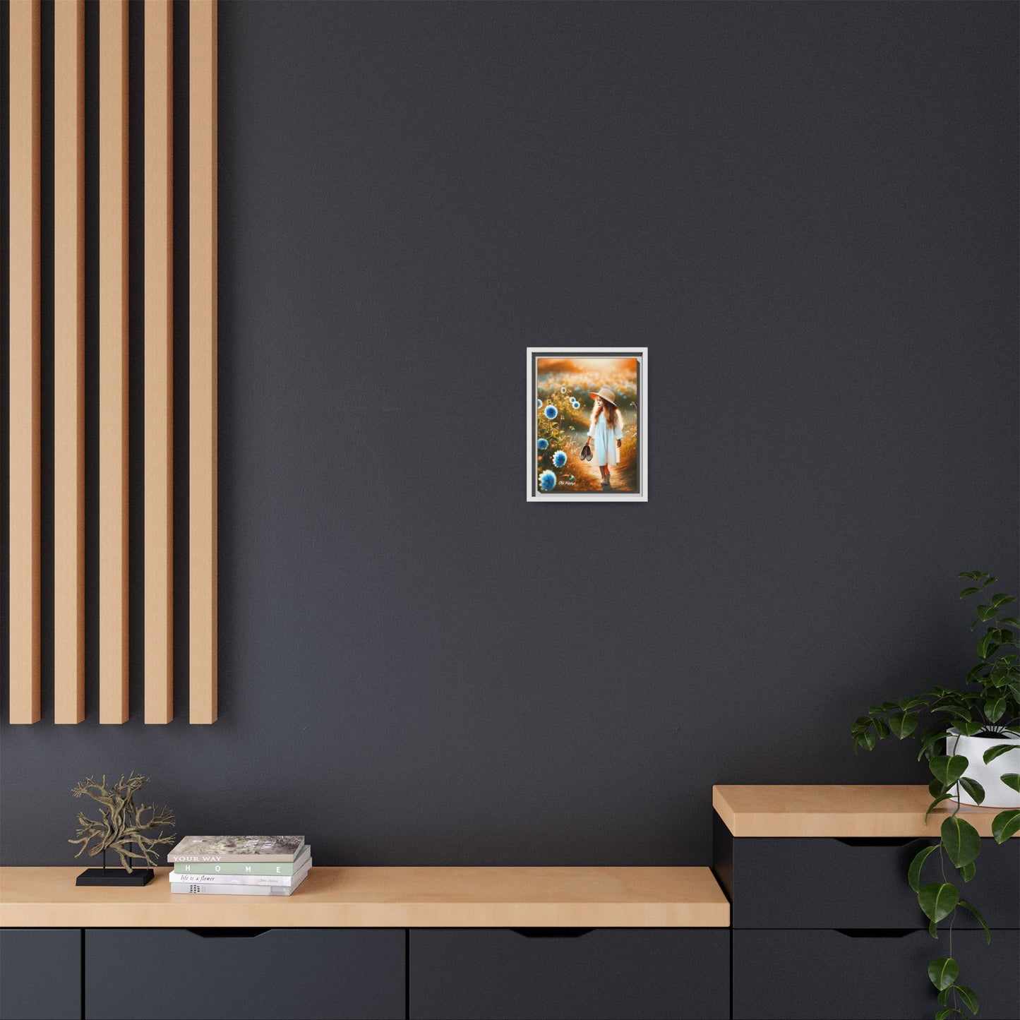 A Girl and Her Thoughts Wood Framed Canvas
