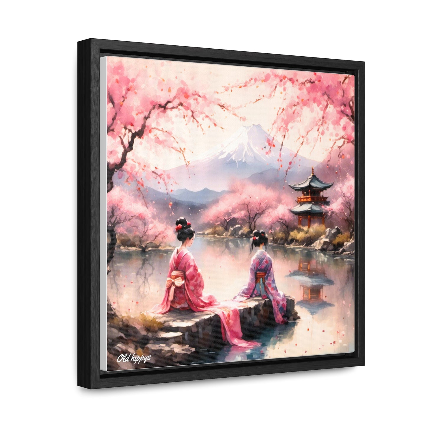 Geisha Tea Ceremony Framed Canvas Wrap