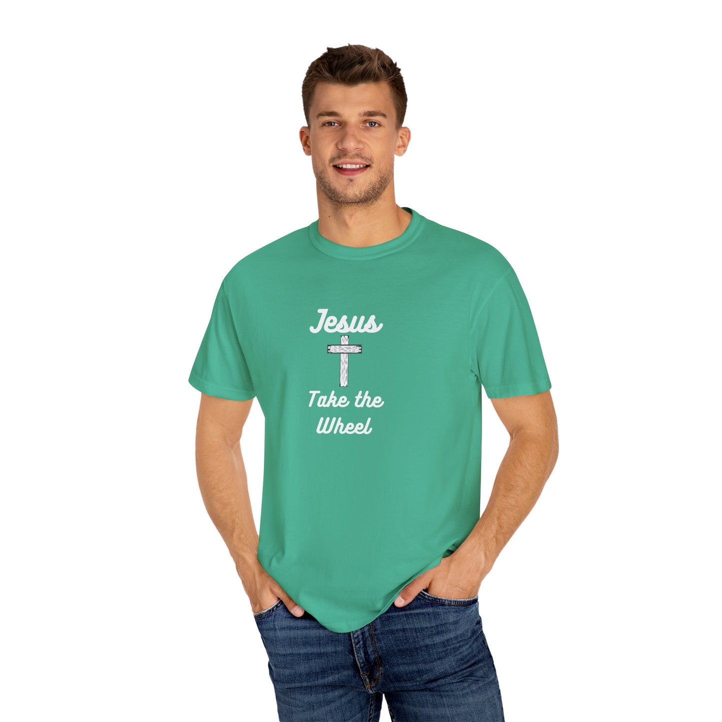 Jesus Take the Wheel Unisex Garment-Dyed T-Shirt - Faith-Inspired Casual Wear