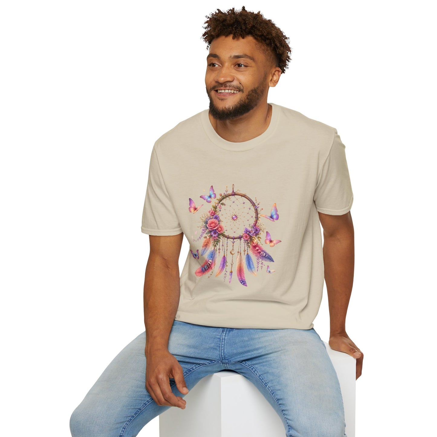Pastel Dreamcatcher T-Shirt with Butterflies
