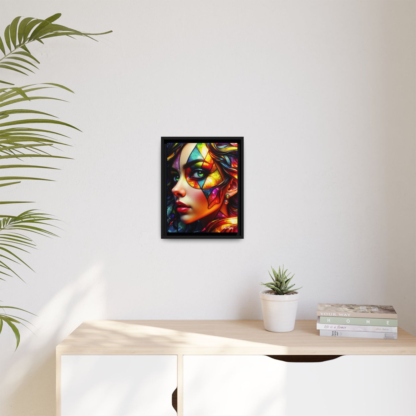 Through the Prism of Her Eyes- Wood Framed Canvas AI Art by Old Hippy