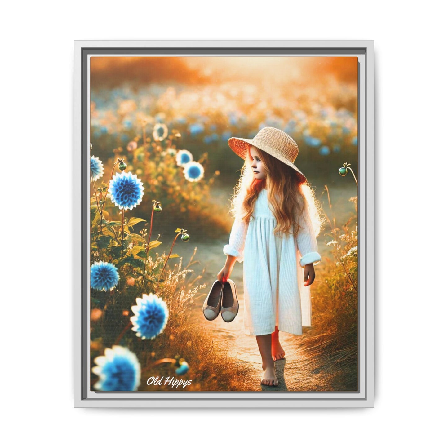 A Girl and Her Thoughts Wood Framed Canvas