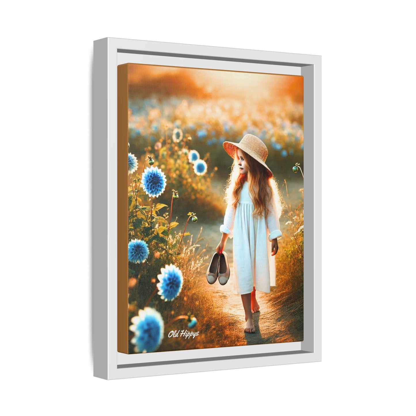 A Girl and Her Thoughts Wood Framed Canvas