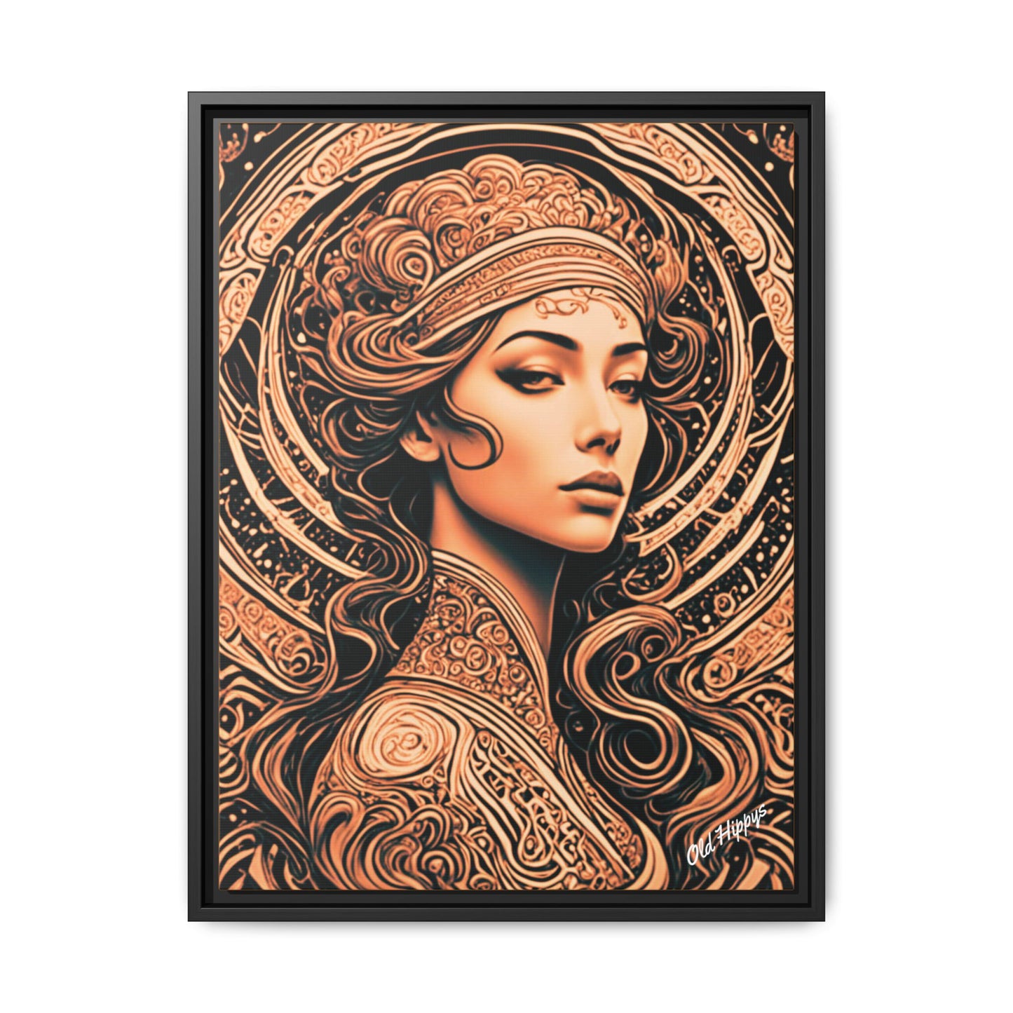Woman in Bronze Wood Framed Canvas