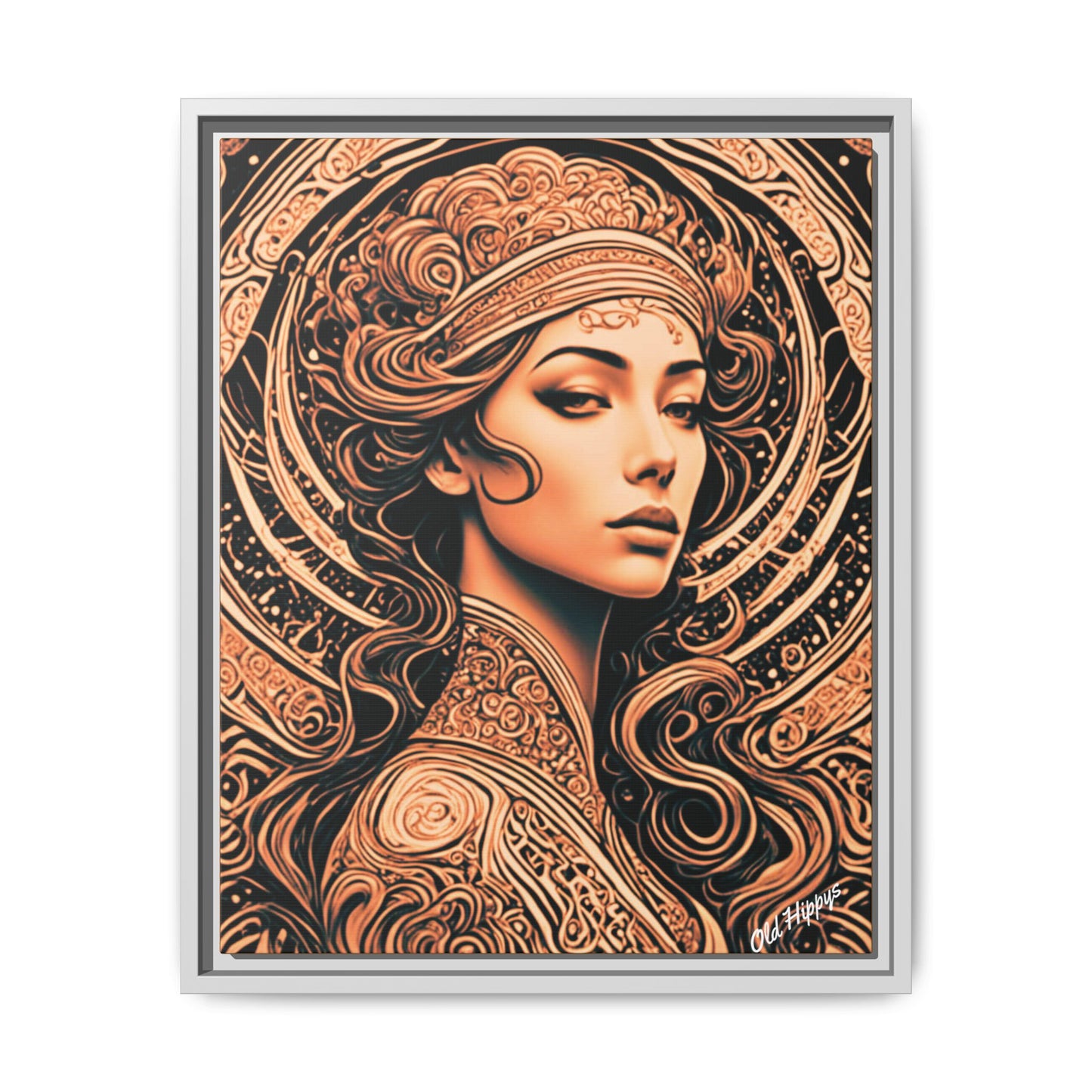 Woman in Bronze Wood Framed Canvas