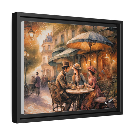 Paris Cafe Wood Framed Canvas Wrap