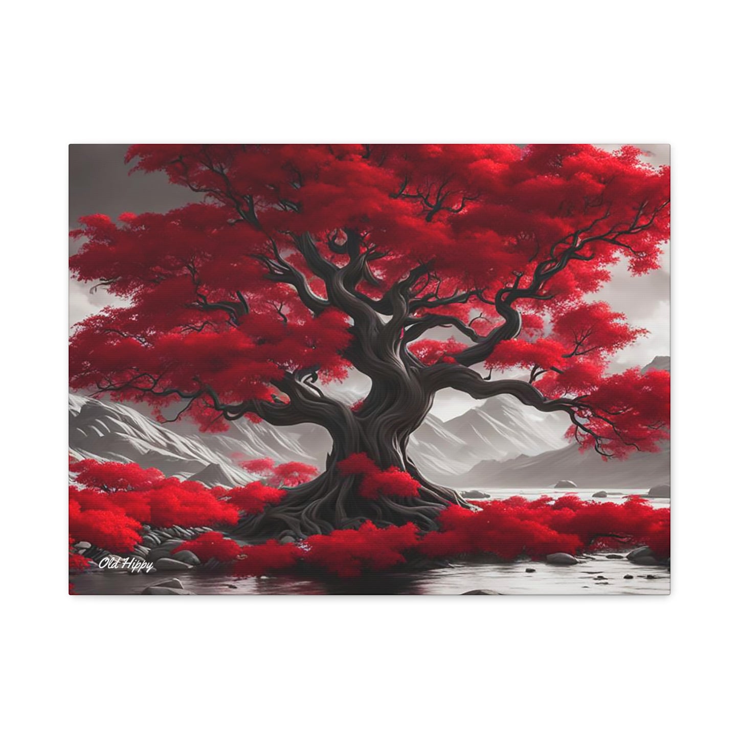 Flaming Red Tree Canvas Gallery Wrap