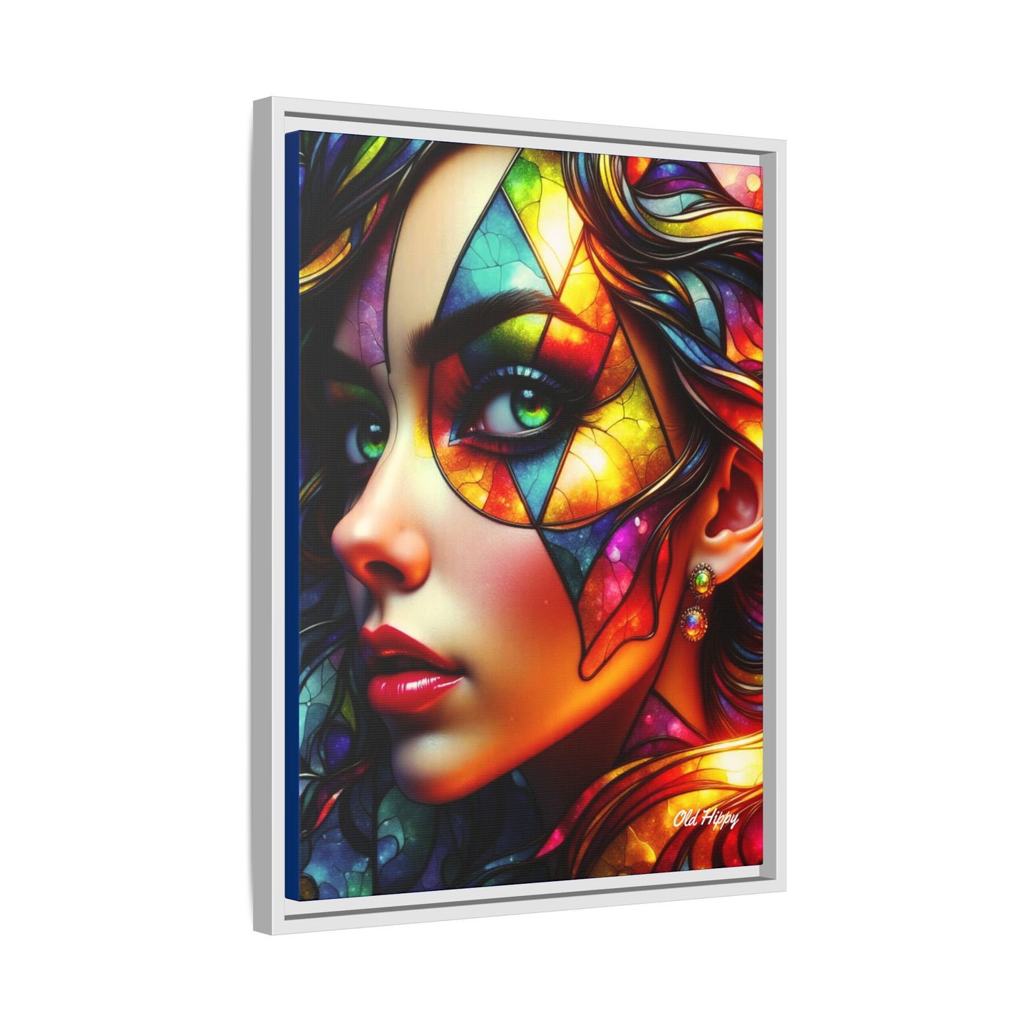 Through the Prism of Her Eyes- Wood Framed Canvas AI Art by Old Hippy