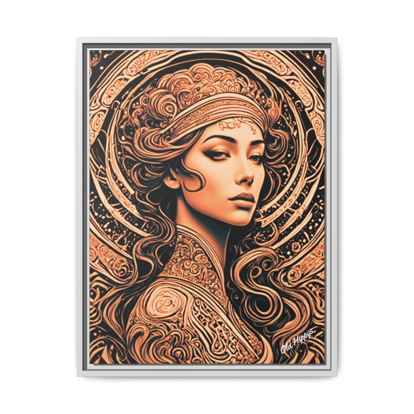 Woman in Bronze Wood Framed Canvas