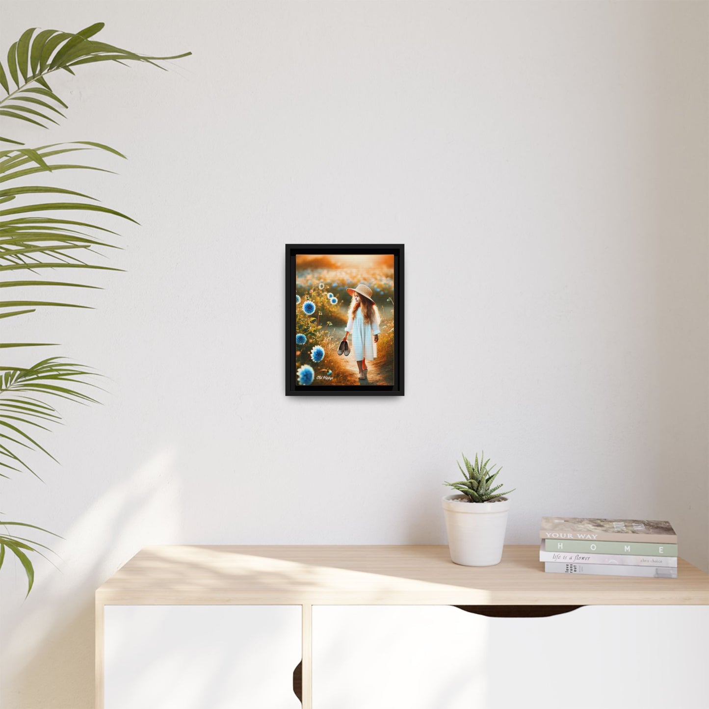A Girl and Her Thoughts Wood Framed Canvas