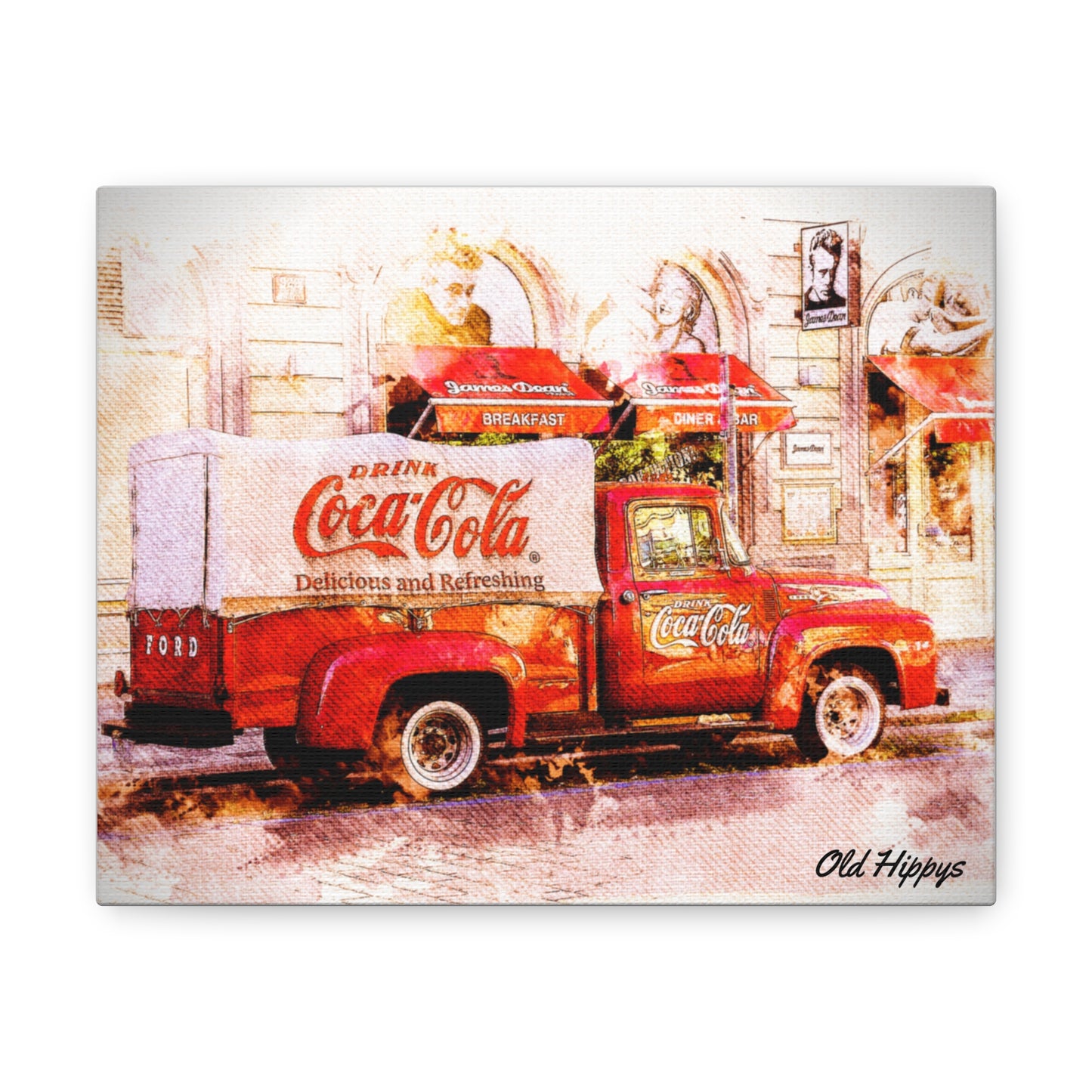 Coca Cola Truck Canvas Wall Art